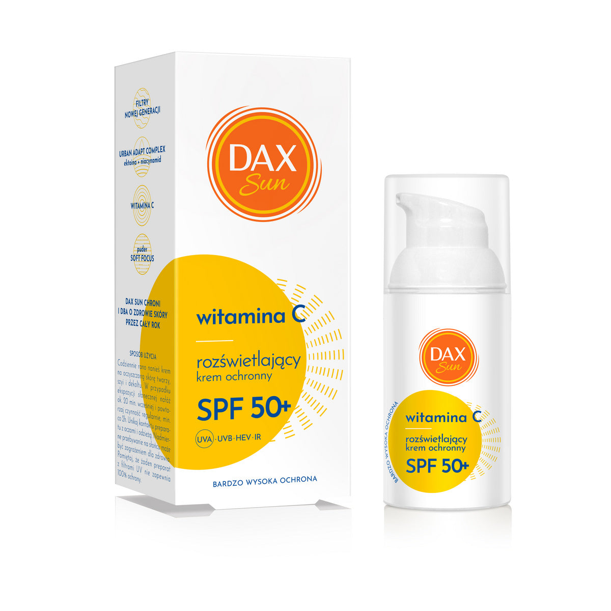 DAX Sun Švytintis apsauginis kremas su vitaminu C SPF 50+ 30 ml