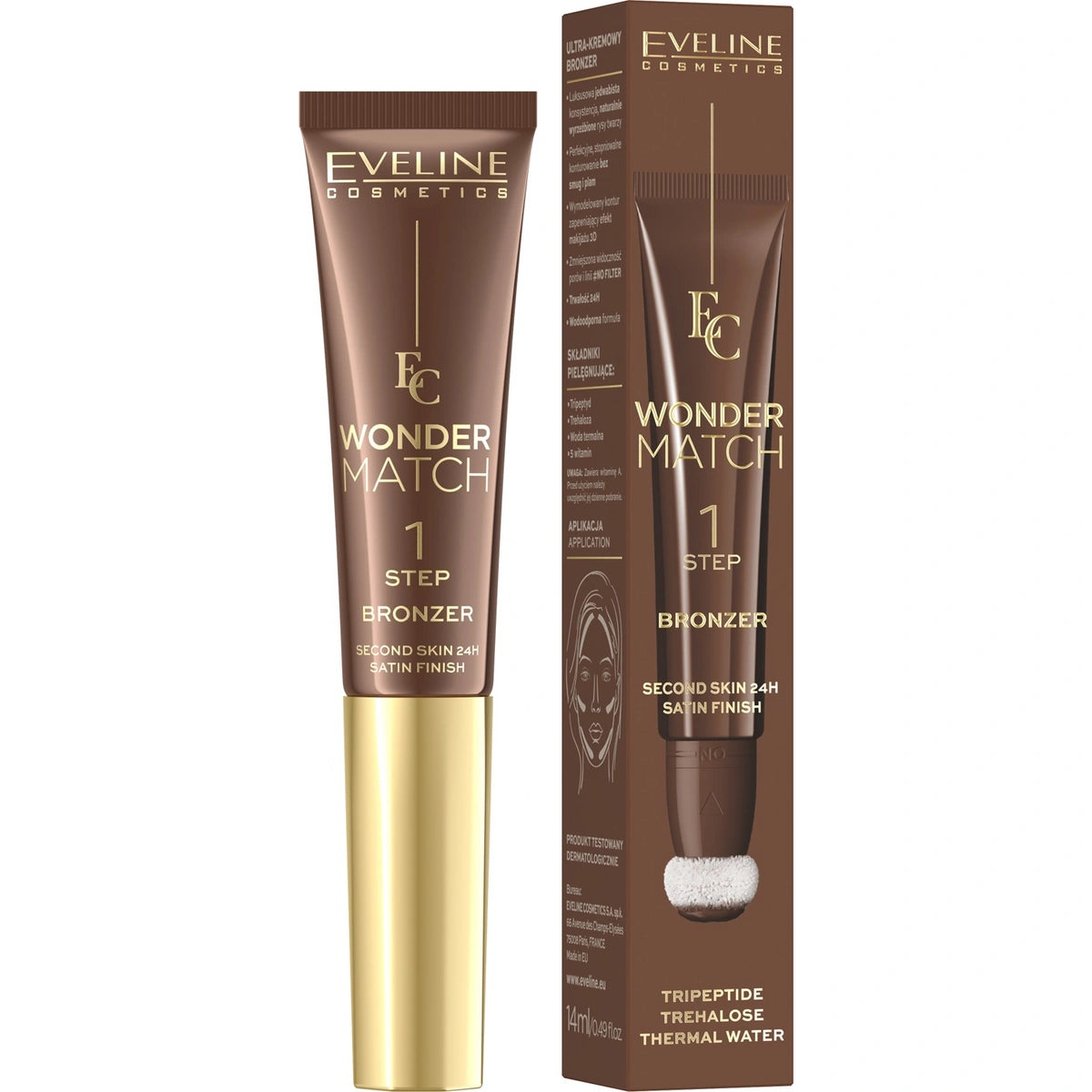 EVELINE Wonder Match Ultrakremiškas bronzantas tūbelėje su aplikatoriumi - nr 02 14 ml