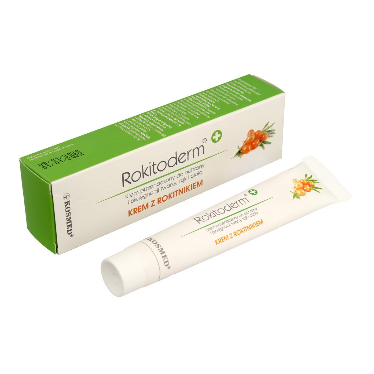 Kosmed Rokitoderm Kremas su rožių uogomis veidui, rankoms ir kūnui 20ml