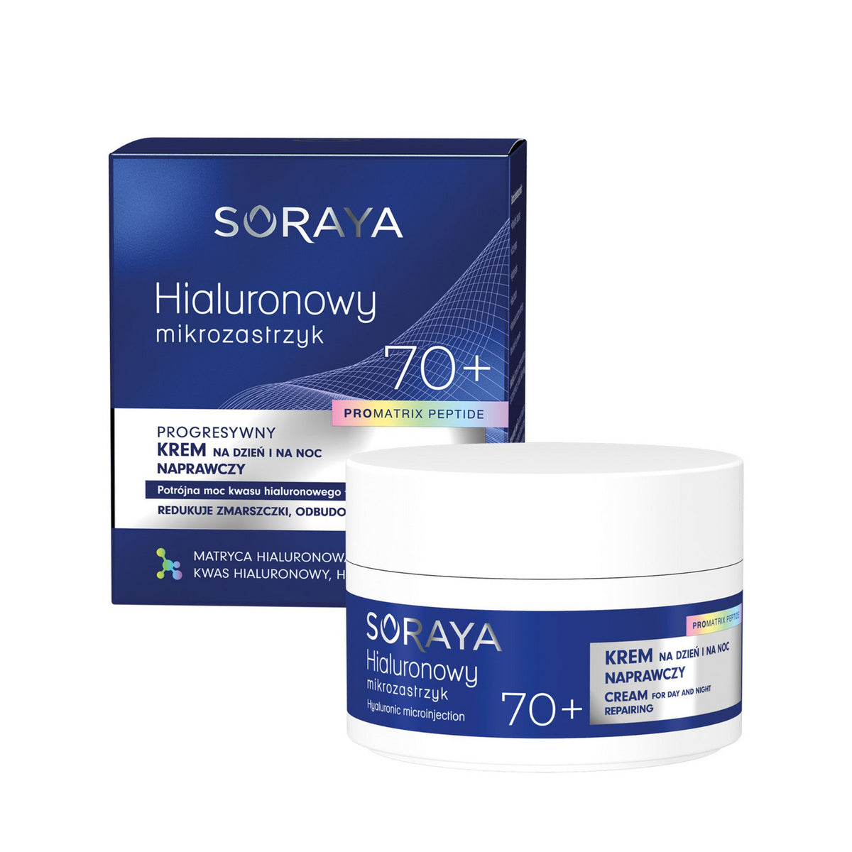 SORAYA Hialurono mikroinjekcija Progresyvus atkuriamasis kremas 70+ dienai ir nakčiai 50 ml