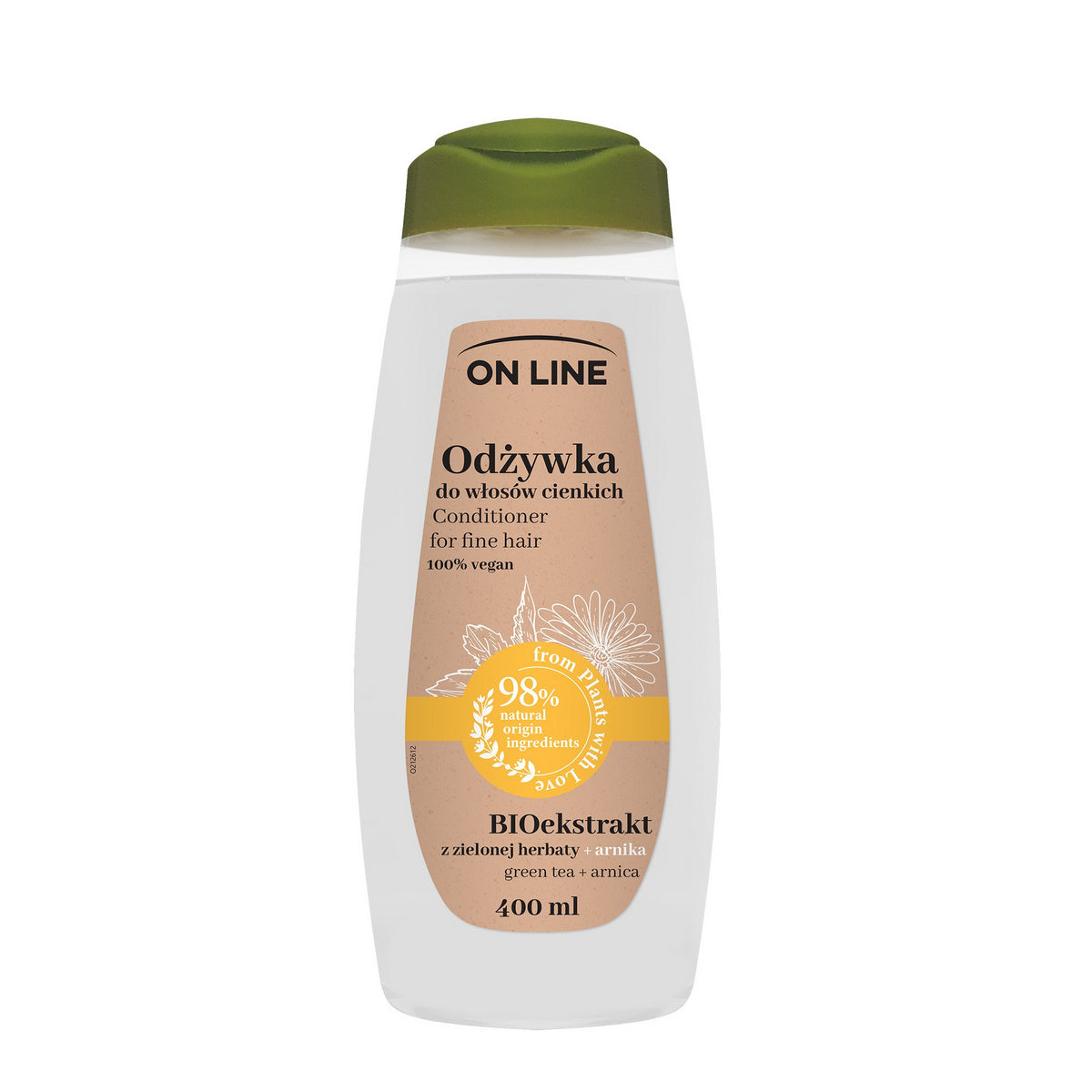 On Line From Plants With Love Plaukų kondicionierius BIOekstraktas iš Žaliosios Arbatos ir Arnikos 400ml