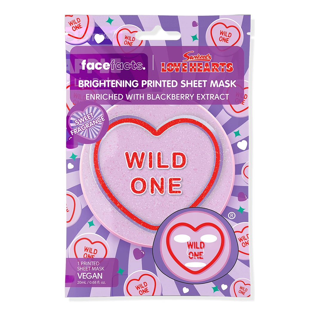 FACE FACTS Kaukė su lapu Swizzels Love Hearts Wild One 20 ml
