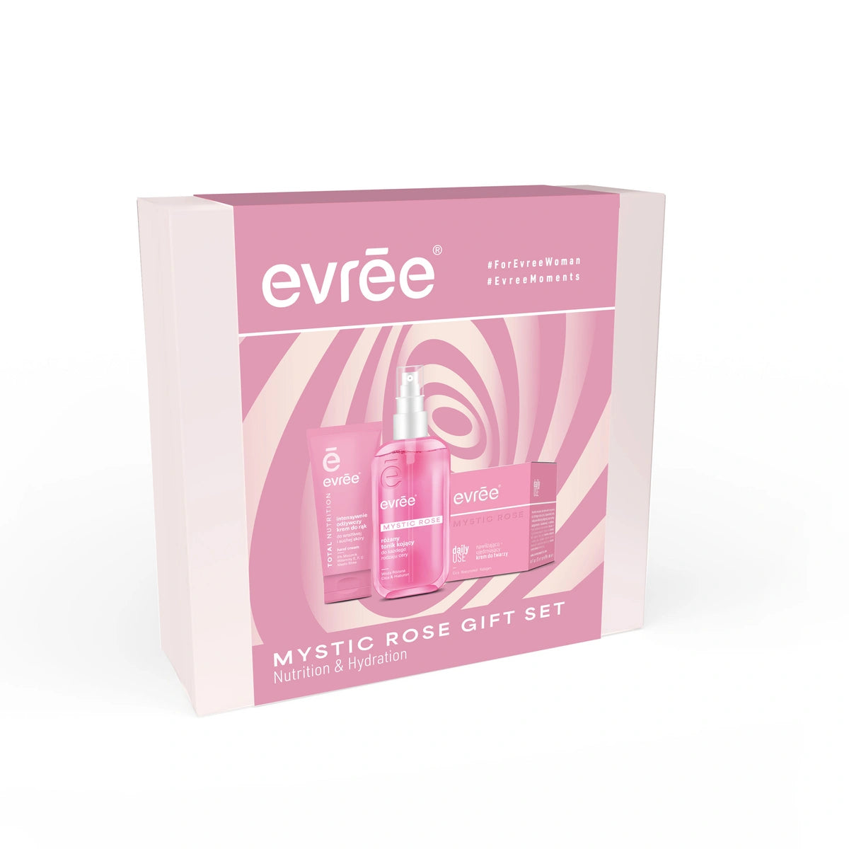 EVREE Dovanų rinkinys Mystic Rose (Tonikas 200ml + Veido kremas 50ml + Rankų kremas 75ml)