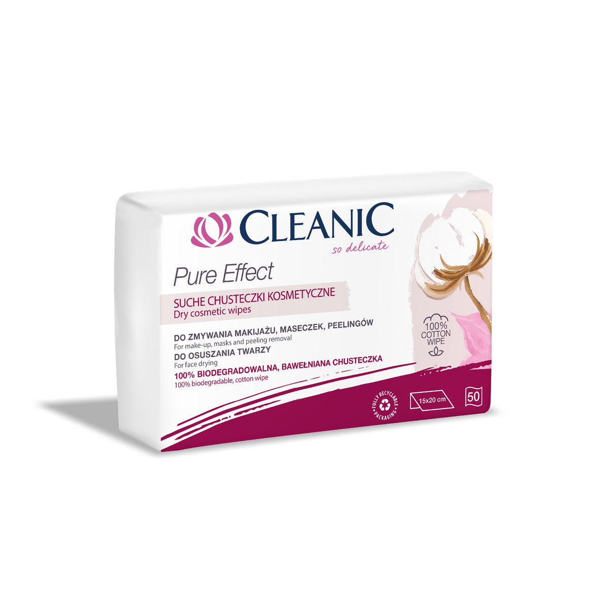 Cleanic Sausi kosmetiniai servetėlės Pure Effect 1op.-50vnt