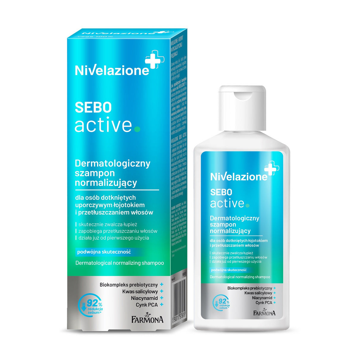 NIVELAZIONE Sebo Active Dermatologinis normalizuojantis šampūnas riebiems plaukams ir seborėjai 100 ml