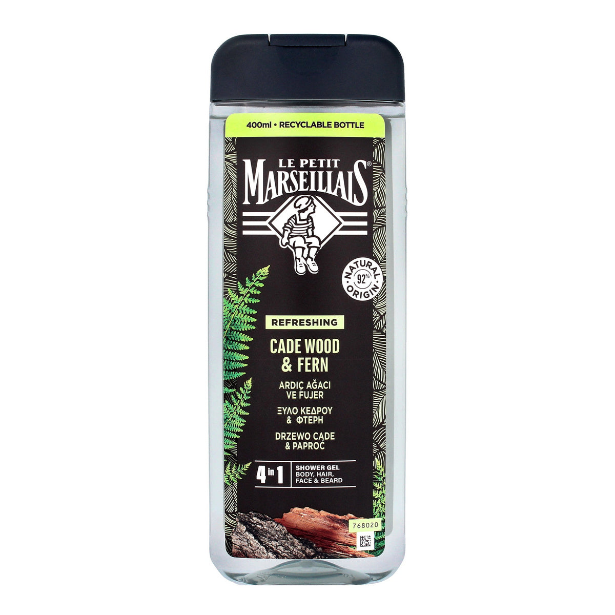 Le Petit Marseillais Dušo gelis 4w1 vyrams Kedro ir paparčio