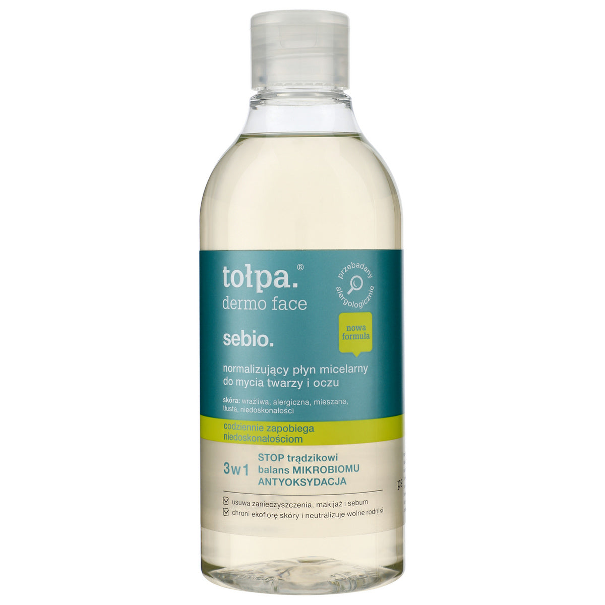 TOŁPA Dermo Veido Sebio Normalizuojantis Micelinio Skysčio 3w1 400 ml