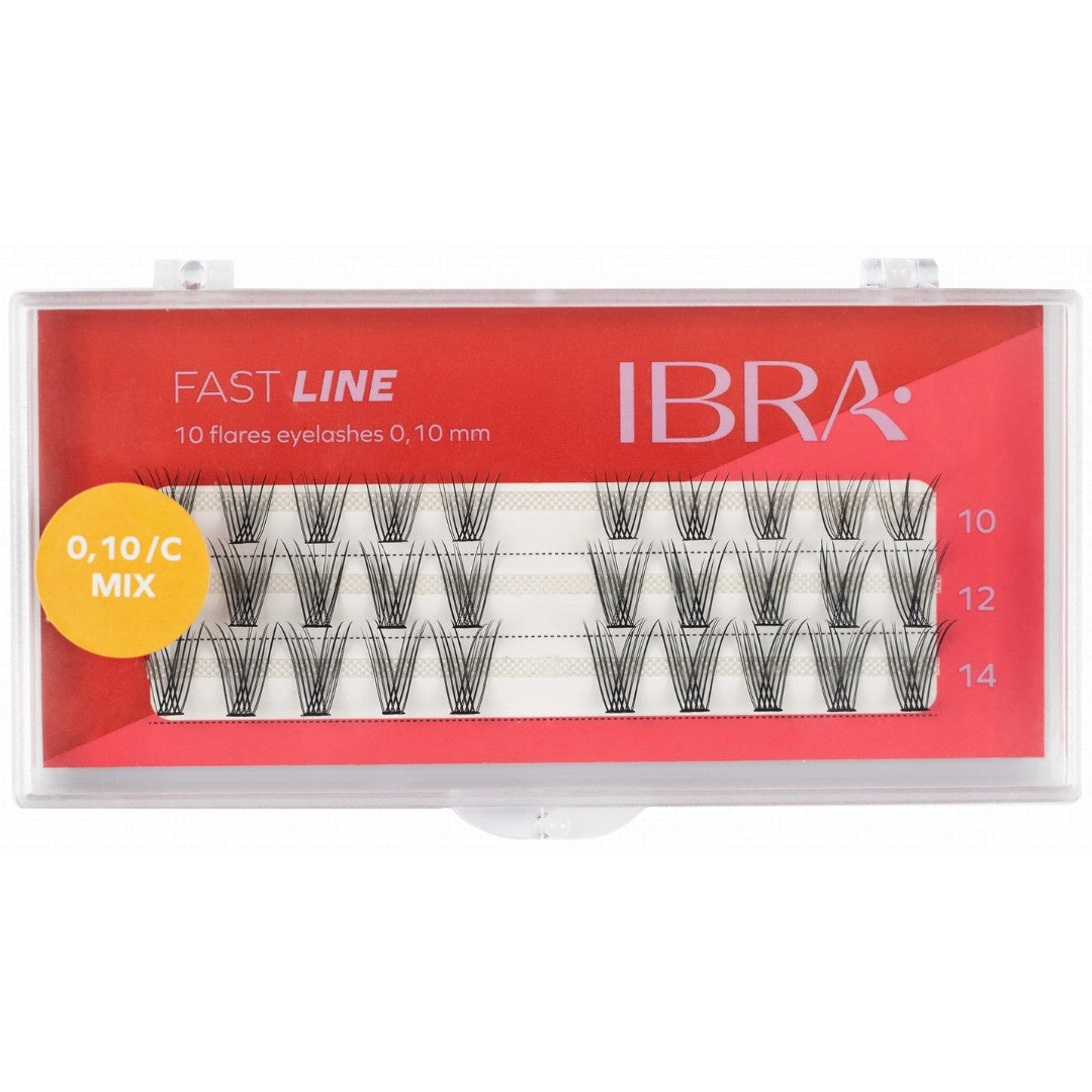 IBRA Pluošteliai blakstienoms FAST LINE 0.10/C - Mix (10,12,14mm) 1 pak.