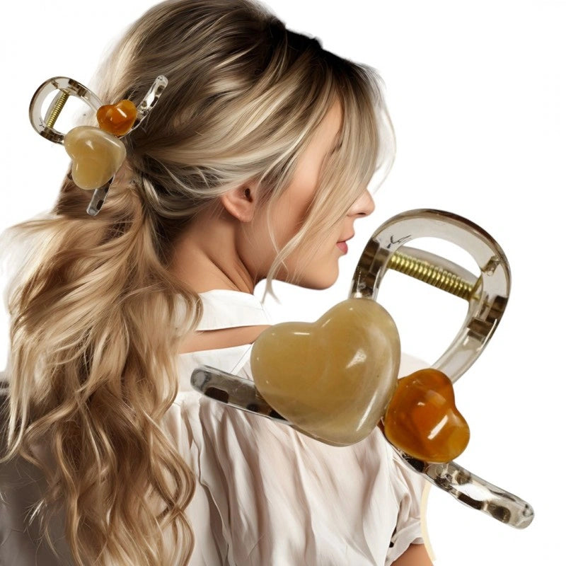 ECARLA XL skaidri plaukų segtukas širdelės 8x6cm SP376