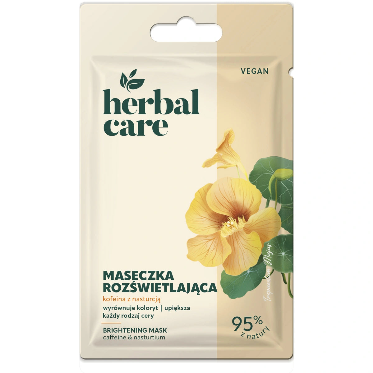HERBAL CARE Vegan Šviesinanti Veido Kaukė - Kofeinas su Nasturcija 7 g