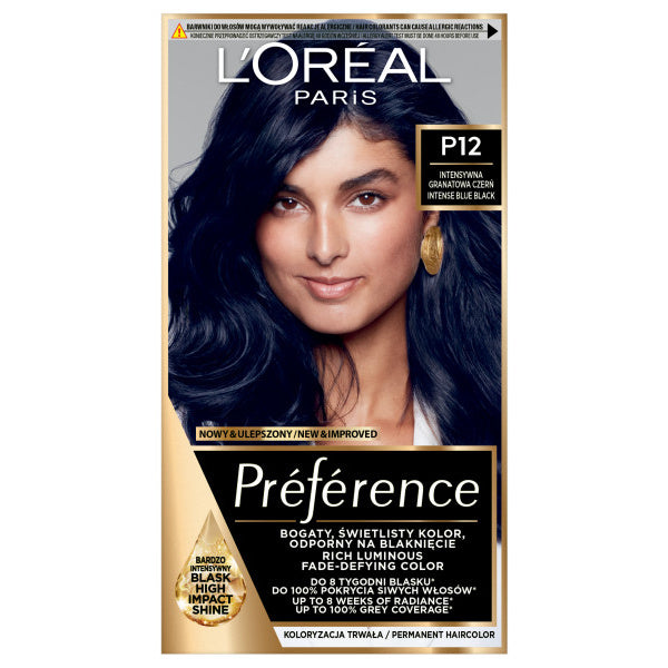 LOREAL Preference Plaukų dažai nr P12 - Intensyvi Granatinė Juoda