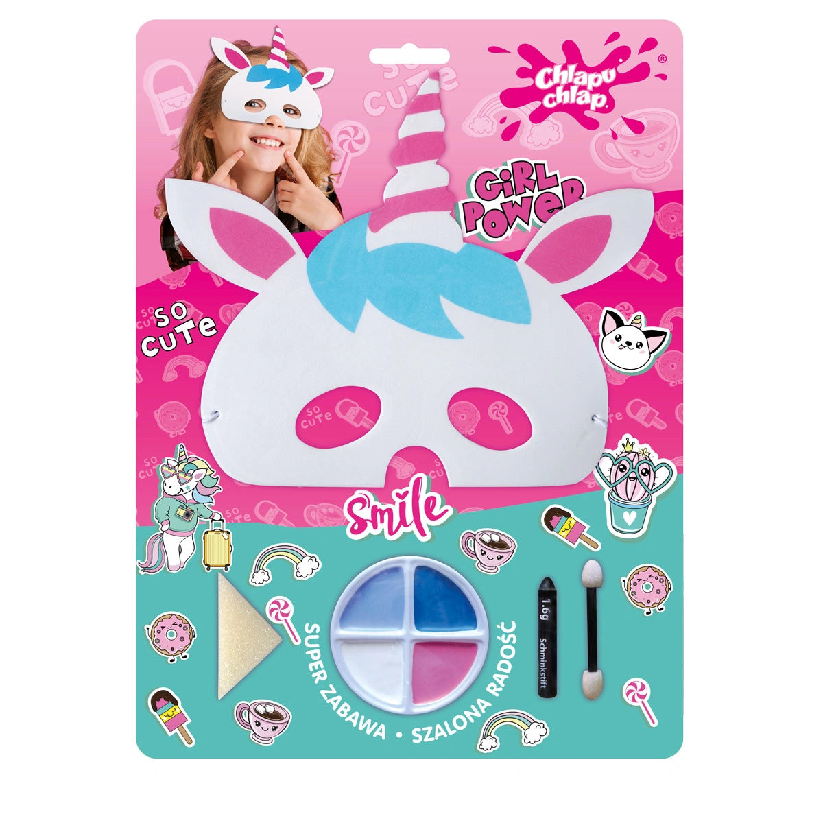 CHLAPU CHLAP Rinkinys kūrybingam žaidimui Girl Power - UNICORN Kaukė