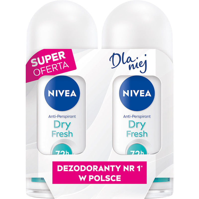 NIVEA Moteriškas antiperspirantas rutuliniu būdu DUO Dry Fresh 2x50 ml