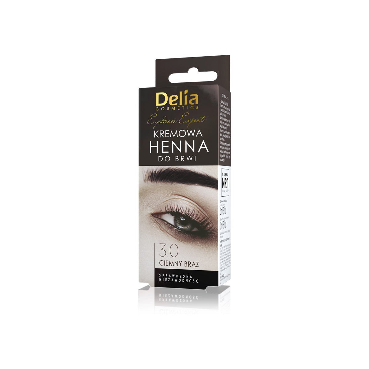 DELIA COSMETICS Eyebrow Expert Kreminė antakių henna 3.0 tamsiai ruda