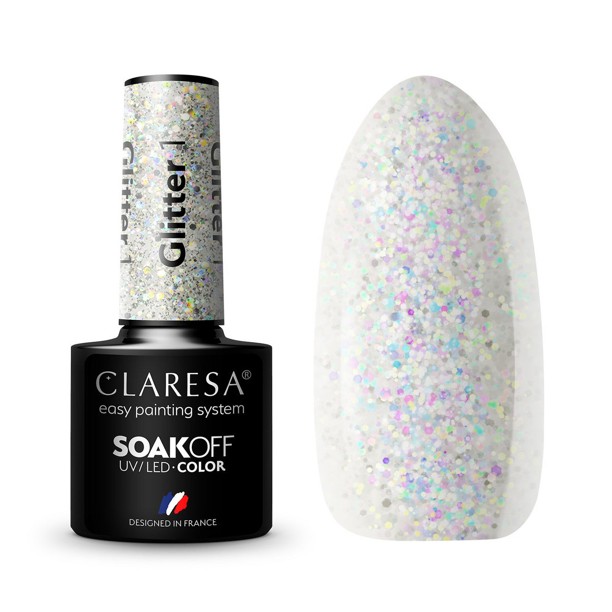 CLARESA Hibridinis nagų lakas GLITTER - 1 5g