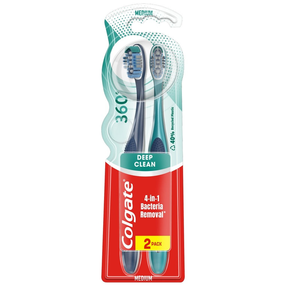 COLGATE 360 Deep Clean dantų šepetėlis 1+1 nemokamai - medium 1op.-2vnt
