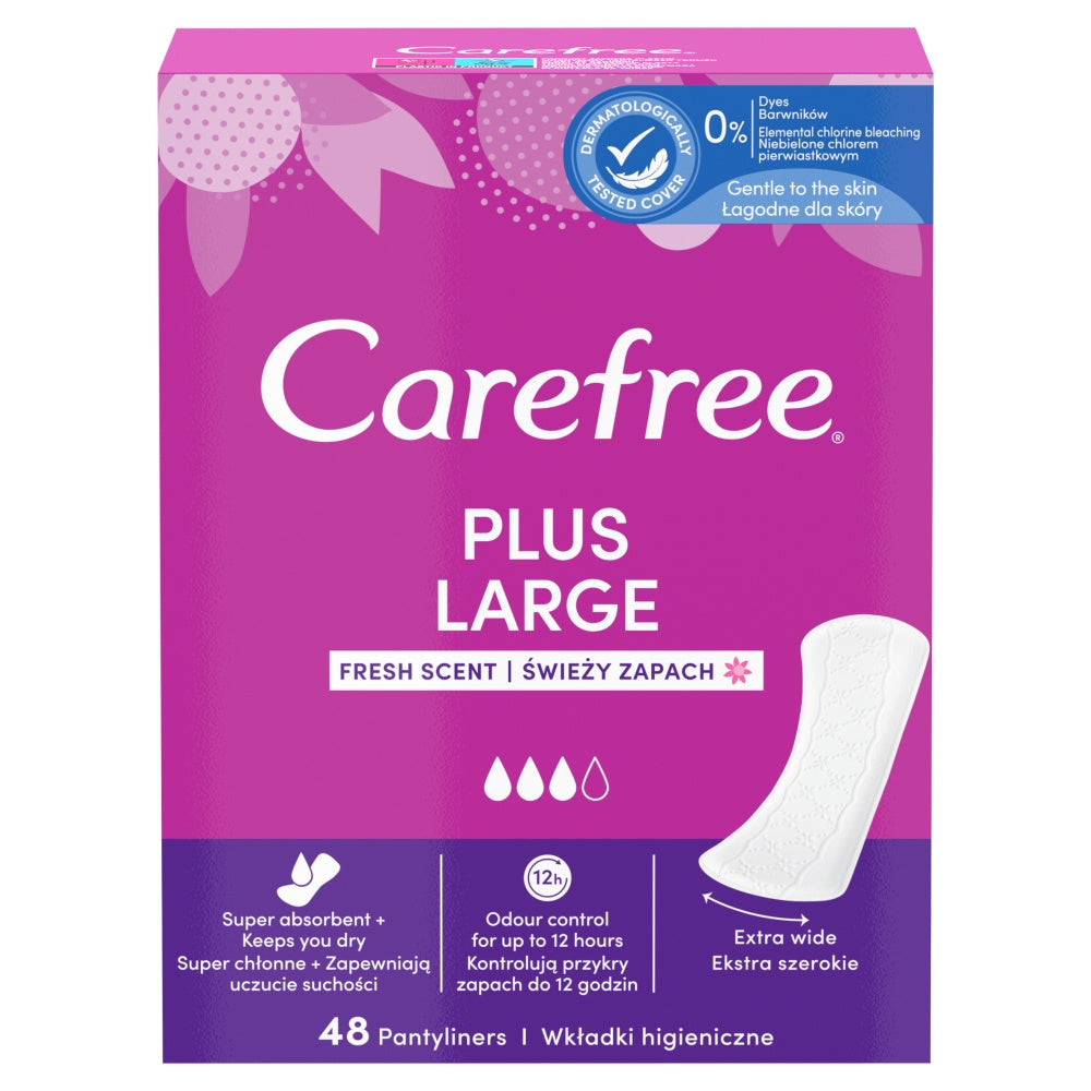 CAREFREE Higieninės įklotai Fresh Scent - Plus Large 1op.-48 vnt.