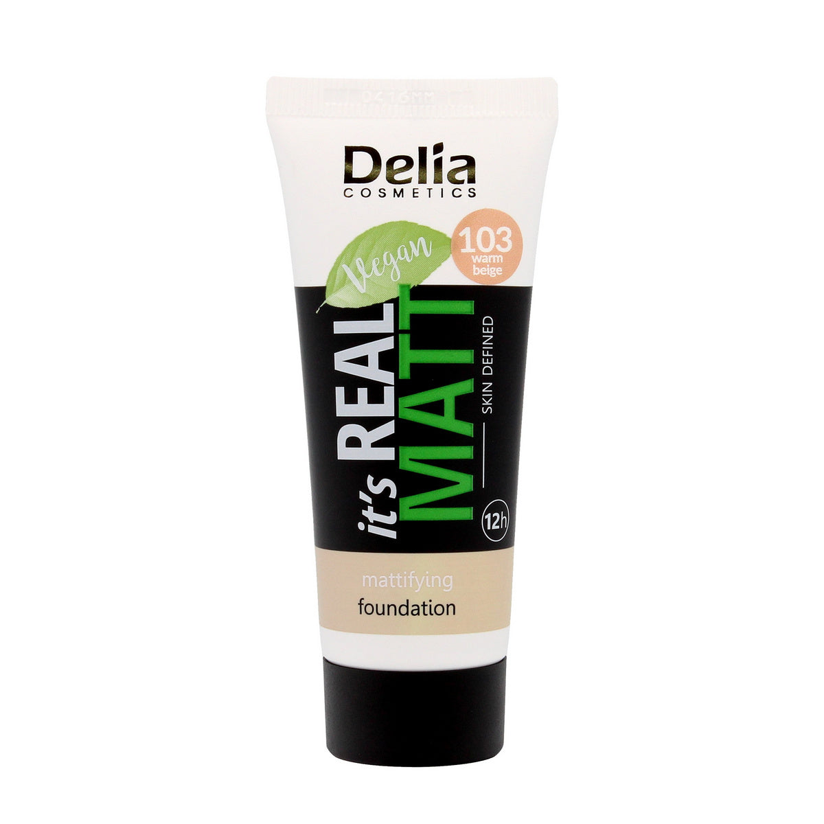 DELIA It`s Real Matt matuojantis makiažo pagrindas 103 Warm Beige 30 ml
