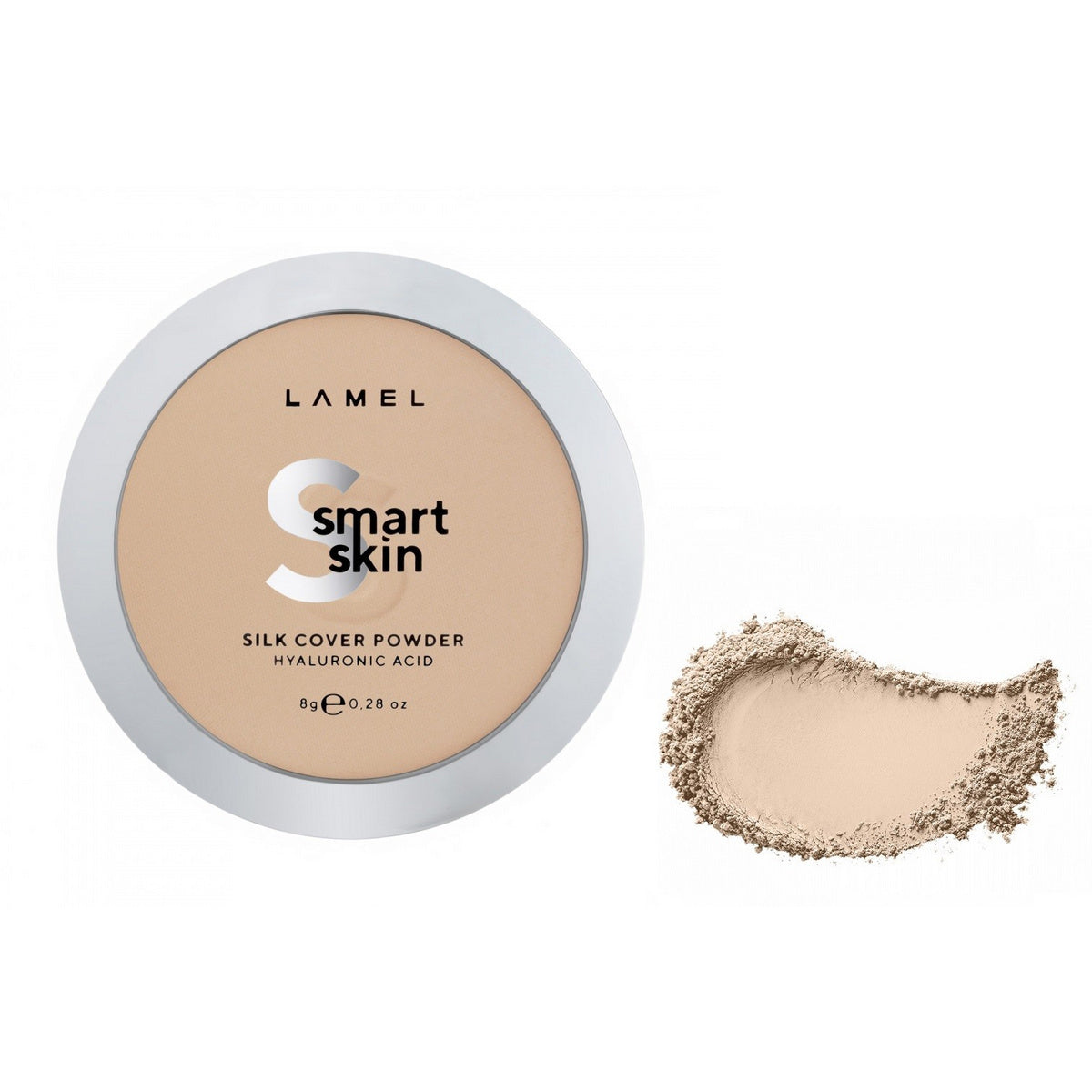 LAMEL Smart Skin Kompaktiškas pudras veidui Silk Cover nr 401 Porcelianas 8g