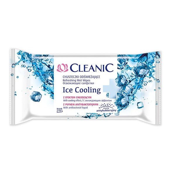 Cleanic Gaivinamieji servetėlės Ice Cooling su antibakteriniu skysčiu 1 pakuotė-15vnt