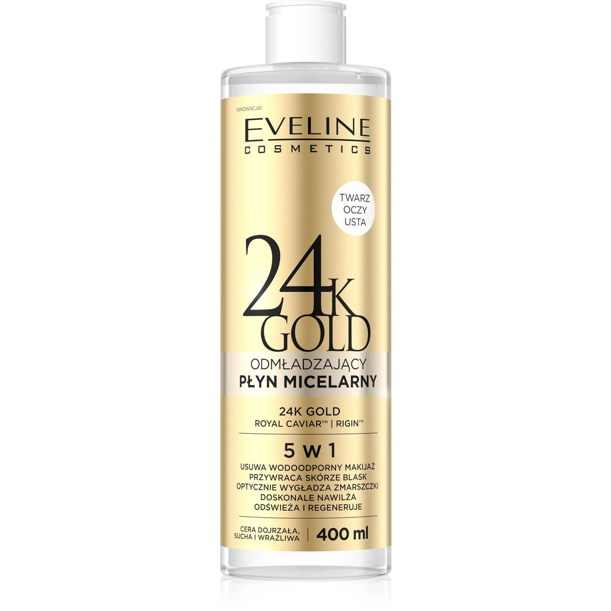 EVELINE 24K Gold Atjauninamasis micelinis skystis 5w1 400 ml