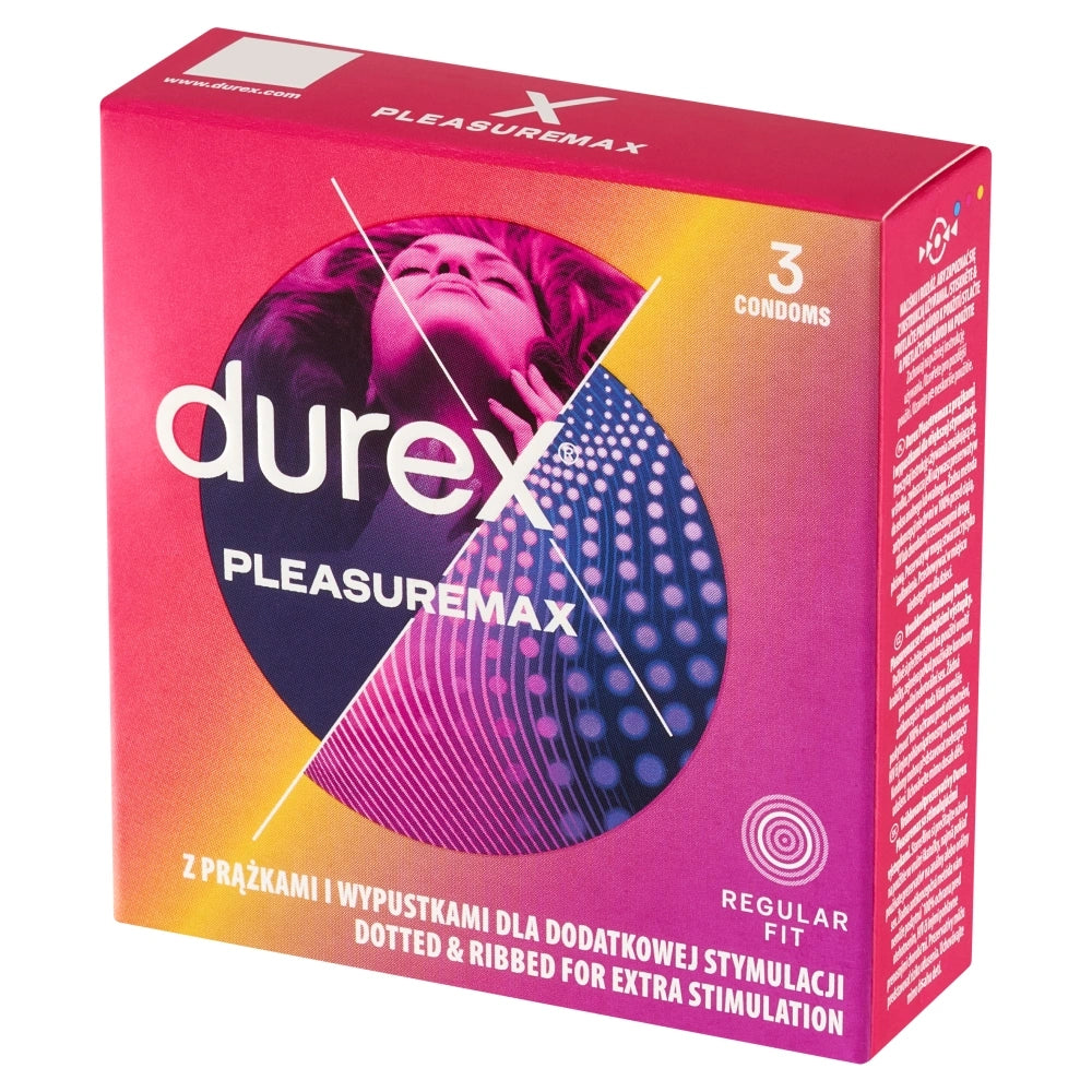 DUREX Pleasuremax Prezervatyvai su raukšlėmis ir iškilumais 1 pakuotė - 3 vnt.
