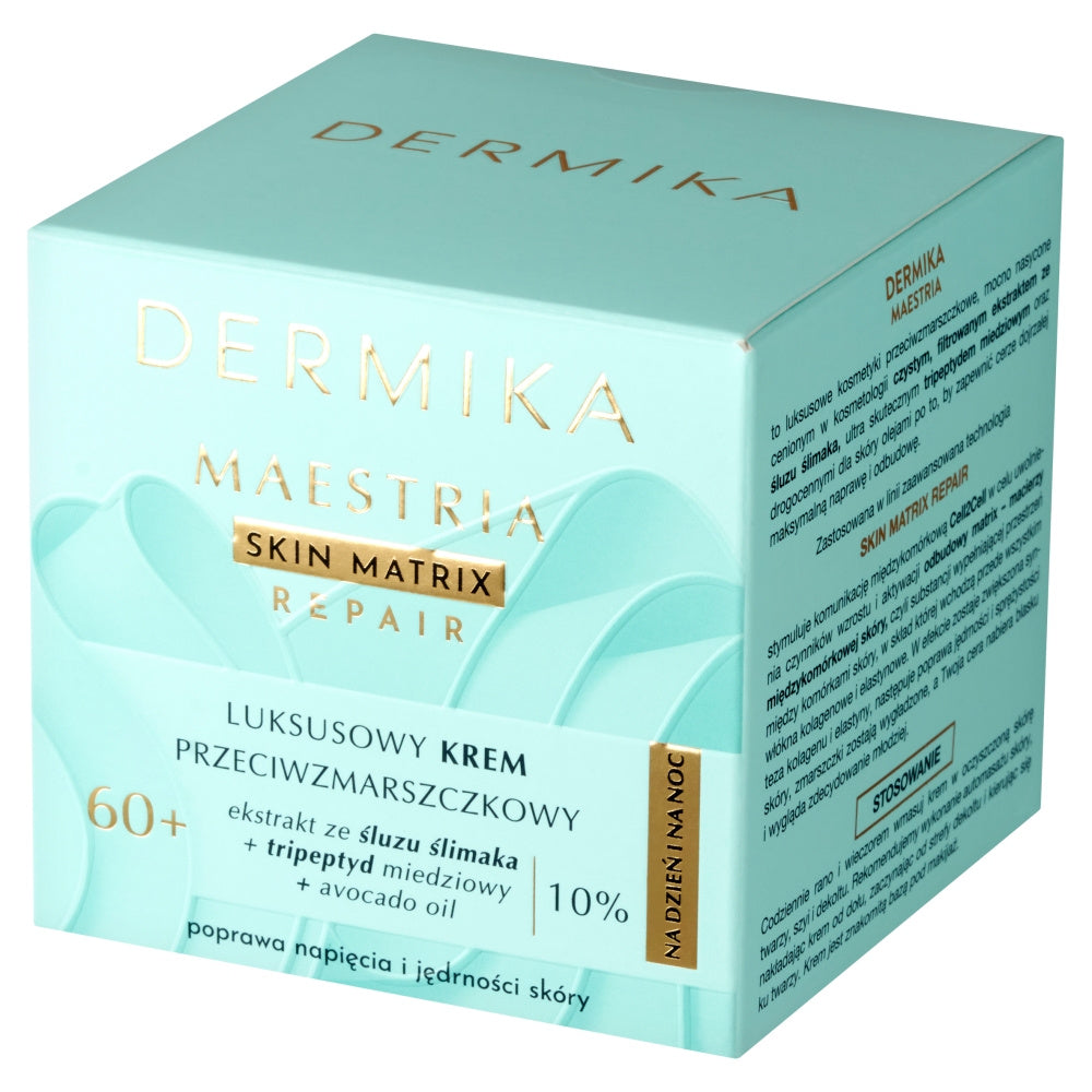 DERMIKA Maestria Skin Matrix Repair Luksusinis Kremas priešraukšlinis 60+ su sraigių gleivėmis (10%) dienai ir nakčiai 50ml
