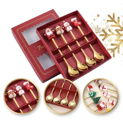 ECARLA Kalėdinių figūrėlių rinkinys šaukštelių Złote LYZ4 1 op. - 4 vnt.