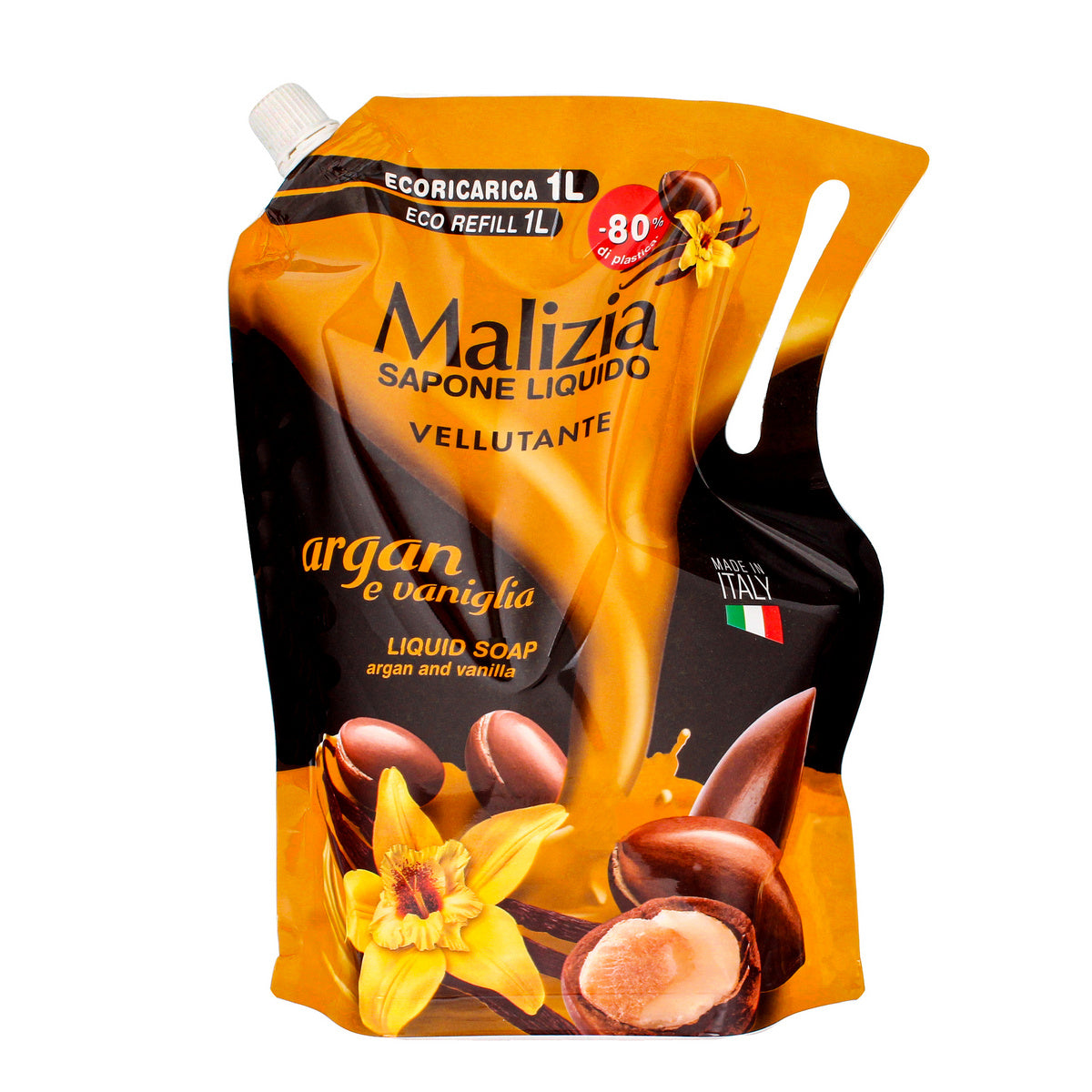 MALIZIA Skystis muilas Argan & Vanilė - papildymas 1000 ml