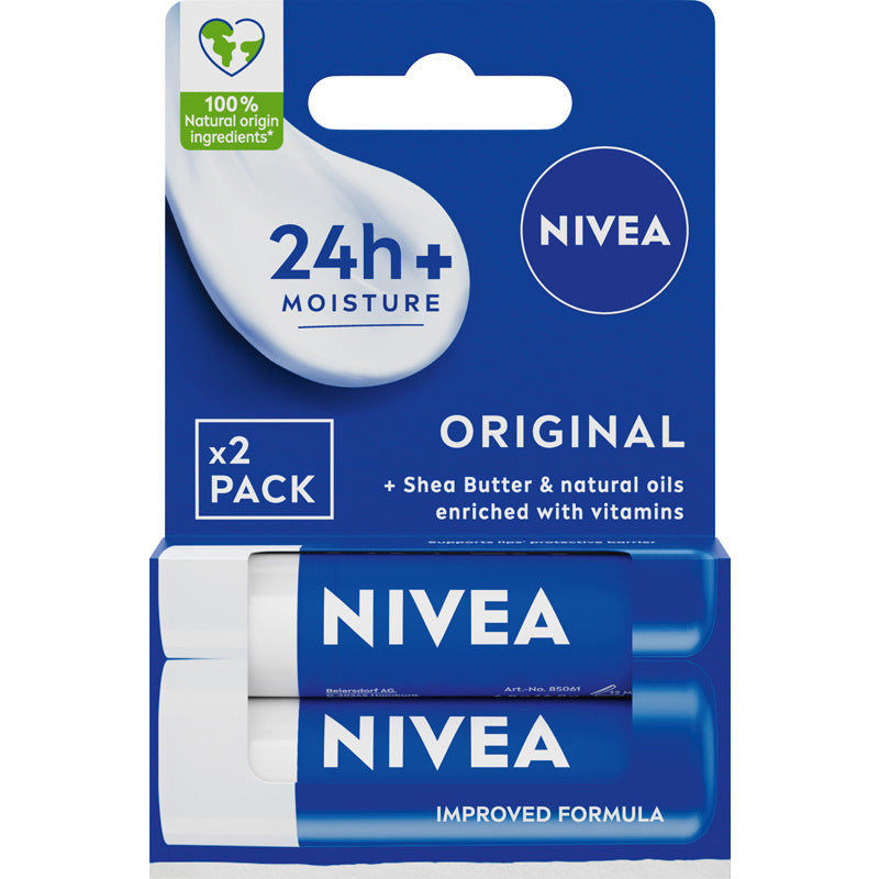 NIVEA Lūpų priežiūros DUO Apsauginė lūpų balzamas Original 4.8g x2