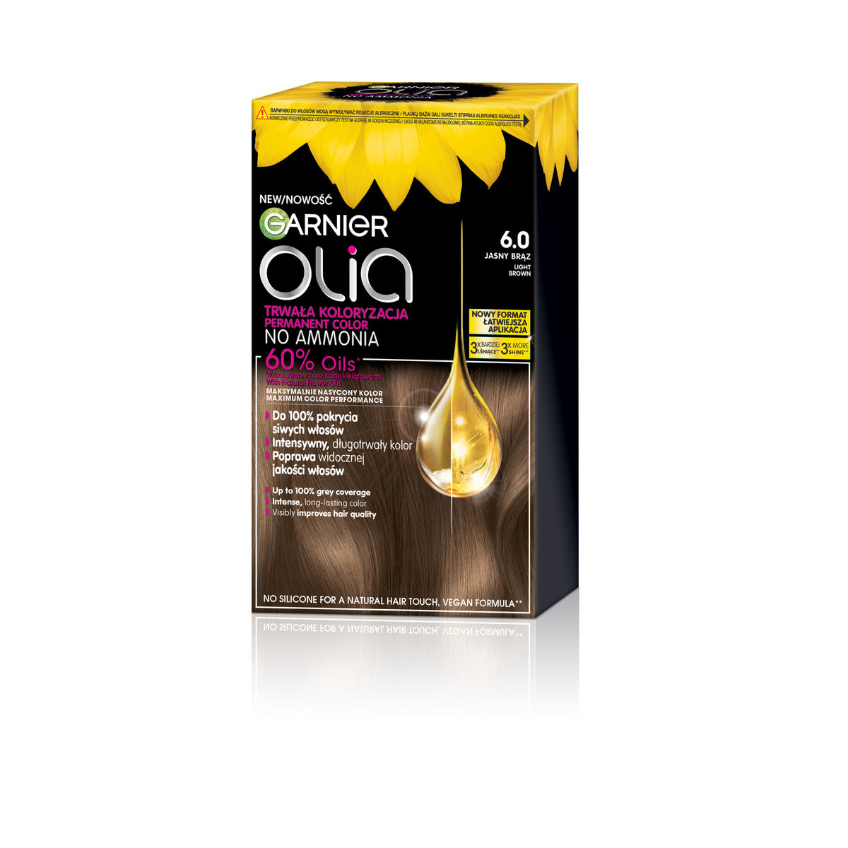 GARNIER Olia Plaukų dažai nr. 6.0 Šviesiai rudas