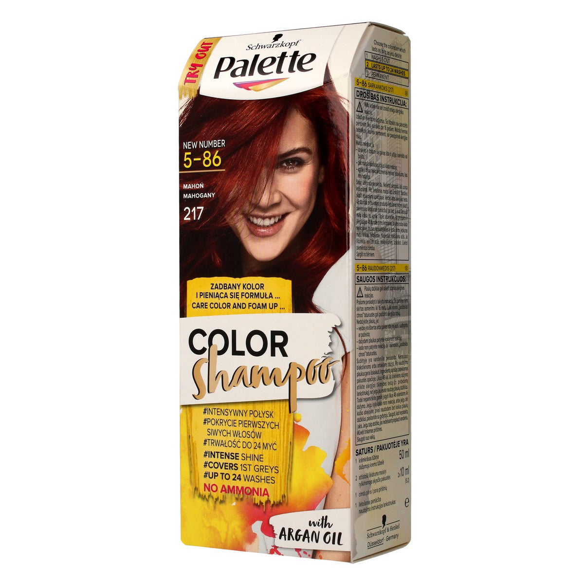 Palette Color Shampoo Šampūnas spalvą keičiančiam nr 5-86 (217) Mahogany 1op.