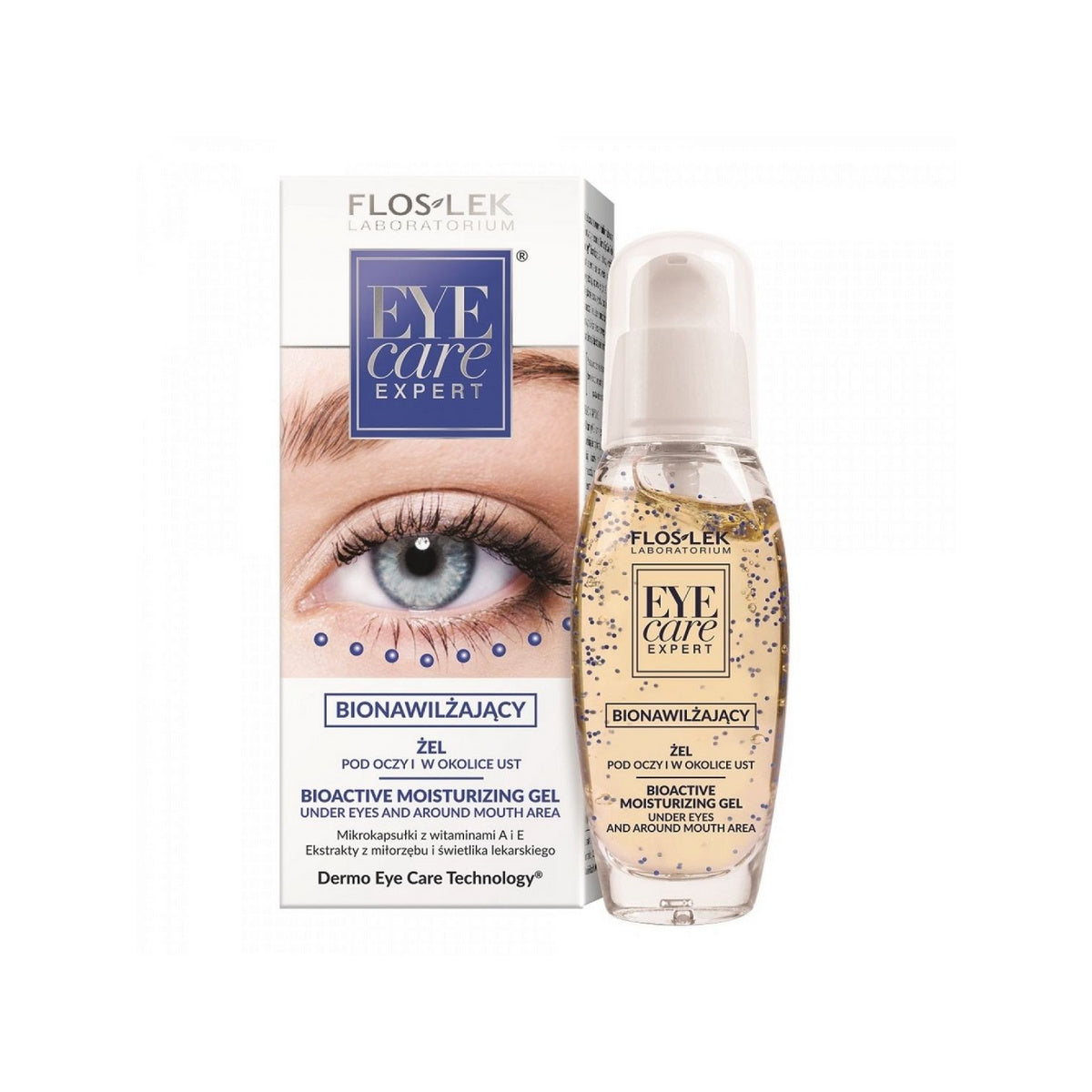 FLOSLEK Oczy EYE CARE EXPERT® Bionawilżający gelis po akimis ir aplink burnas 30 ml