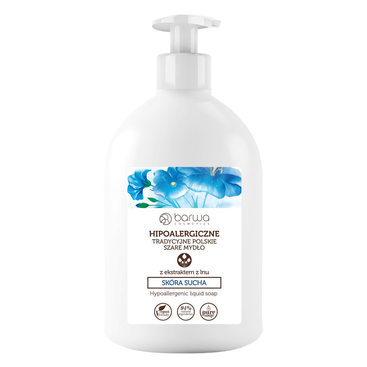 BARWA Hipoalerginė Tradicinė Lenkų Pilka Skystas Muilas su Linu - sausai odai 500ml