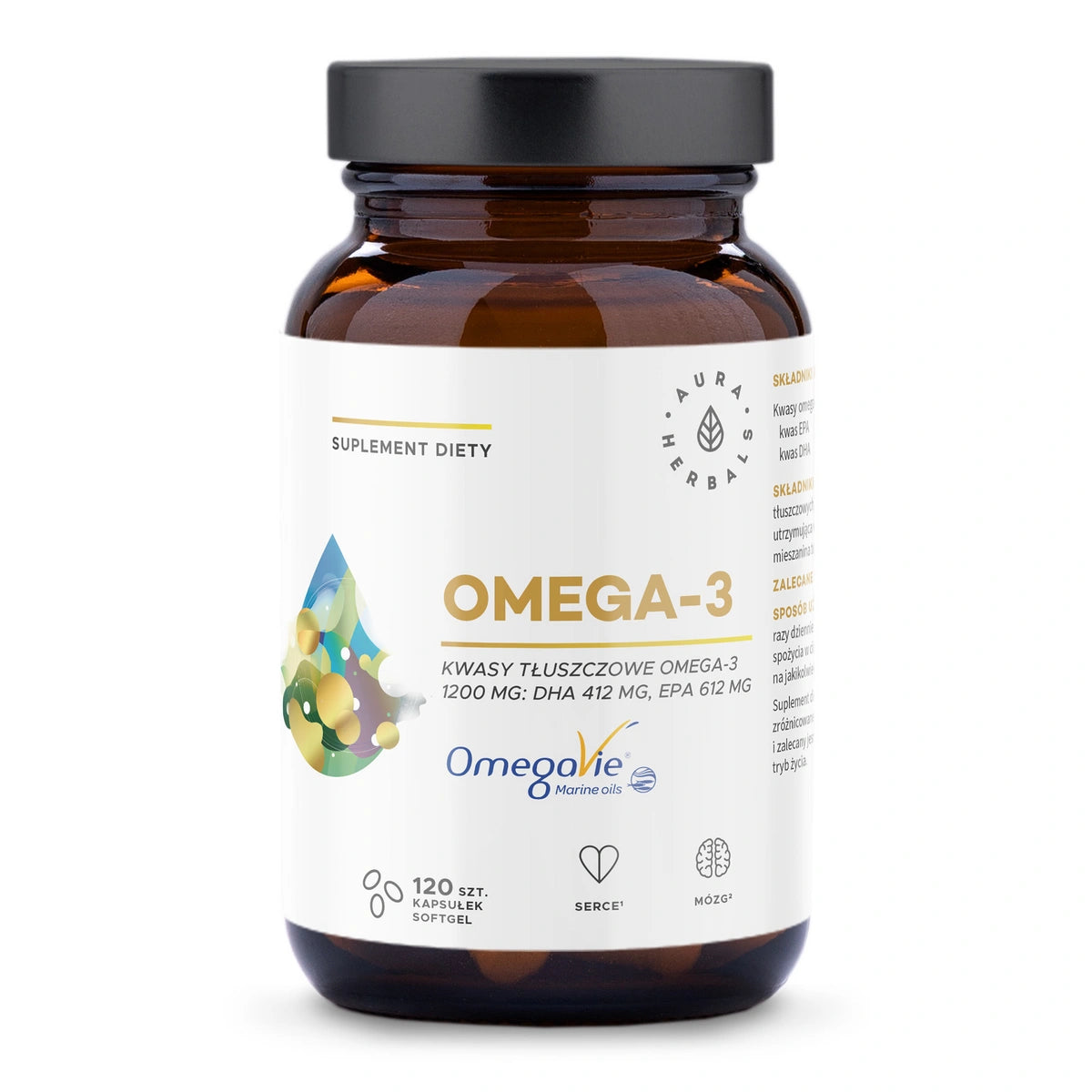 AURA HERBALS Omega-3 1200 mg 120 kapsulių