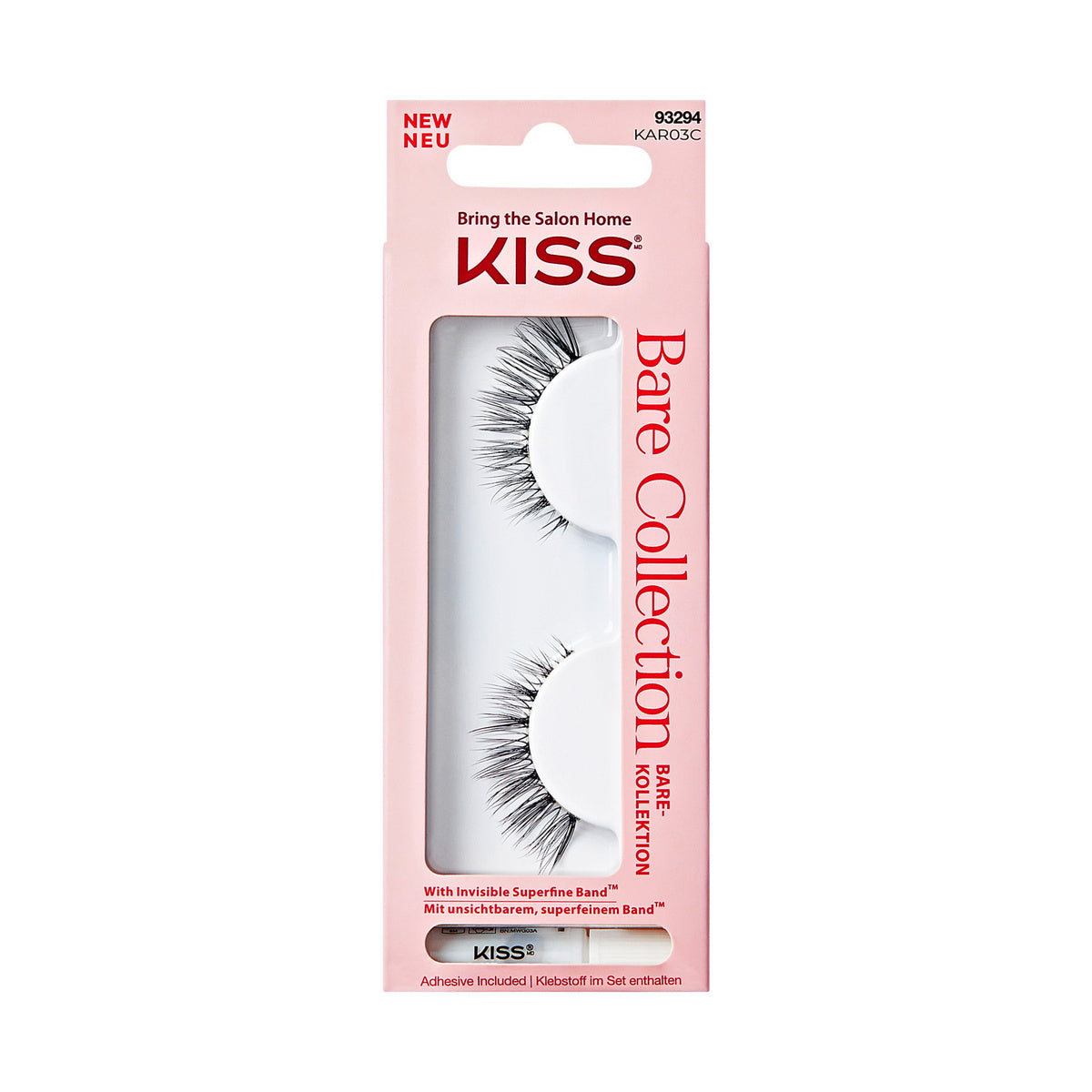 KISS Dirbtinės blakstienos Bare Collection KAR03, 1 pora su klijais 1g