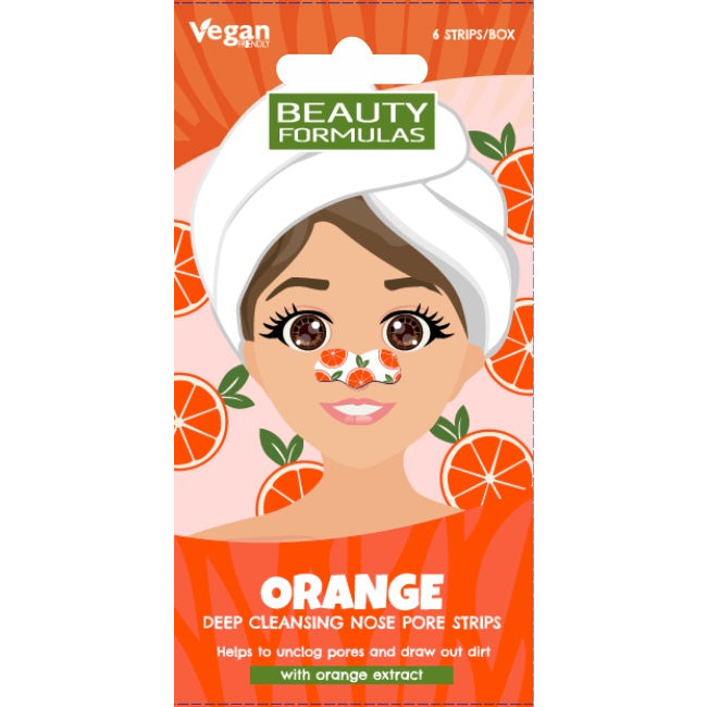 BEAUTY FORMULAS Nosies porų juostelės Giliai valančios - Oranžinės 1op.-6 vnt.