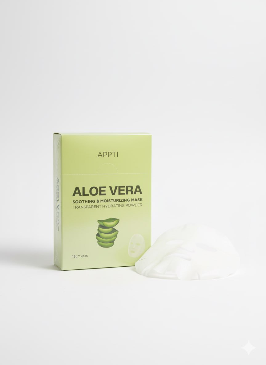 Drėkinanti ir raminanti veido kaukė su alavijo ekstraktu