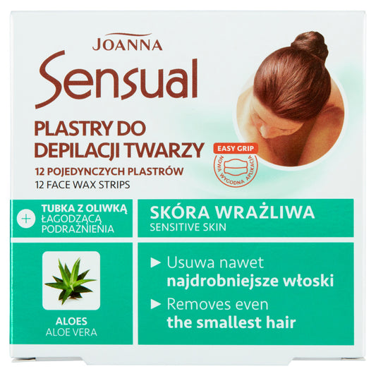 JOANNA Sensual depiliacijos pleistrai veidui - jautriai odai Aloja 1 pakuotė - 12 vnt.