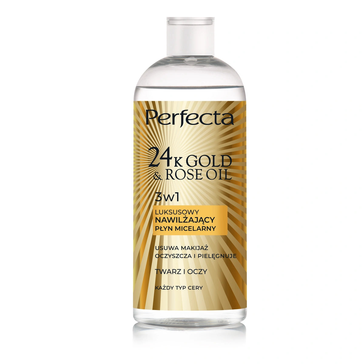 PERFECTA 24K Gold & Rose Oil Prabangus micelinis skystis drėkinantis 3w1 400 ml