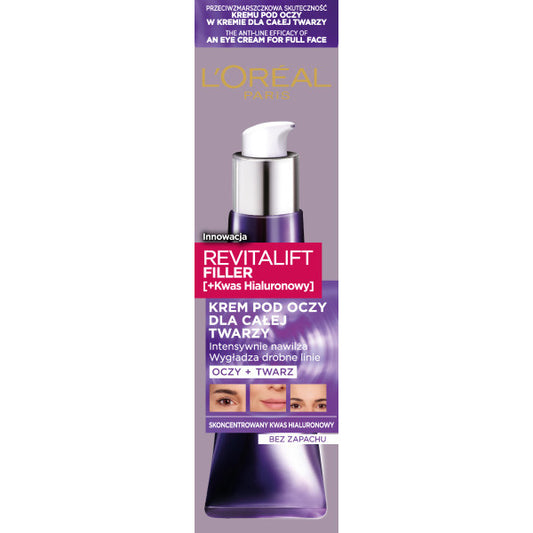 LOREAL Revitalift Filler Kremas po akimis ir visai veidui 30 ml