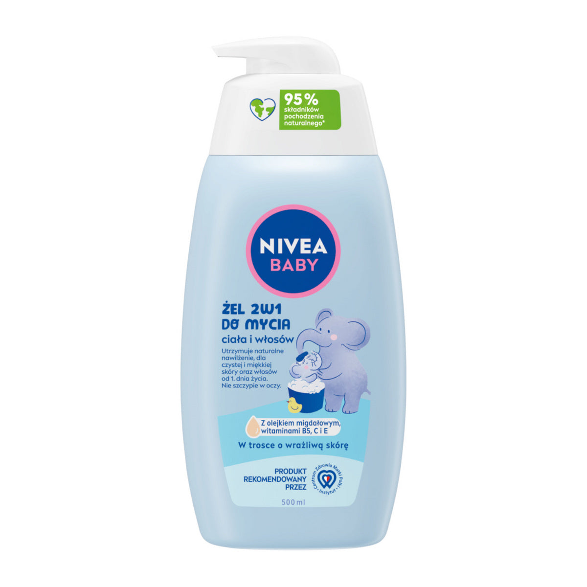 NIVEA Baby 2in1 gelis kūno ir plaukų prausimui su pompa 500 ml