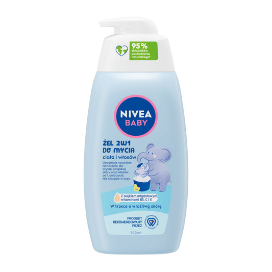 NIVEA Baby 2in1 gelis kūno ir plaukų prausimui su pompa 500 ml