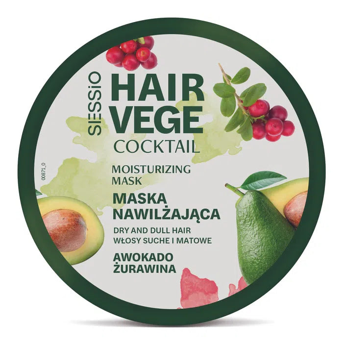 SESSIO Hair Vege Cocktail Drėkinamoji kaukė plaukams Avokadas & Spanguolė 250 ml