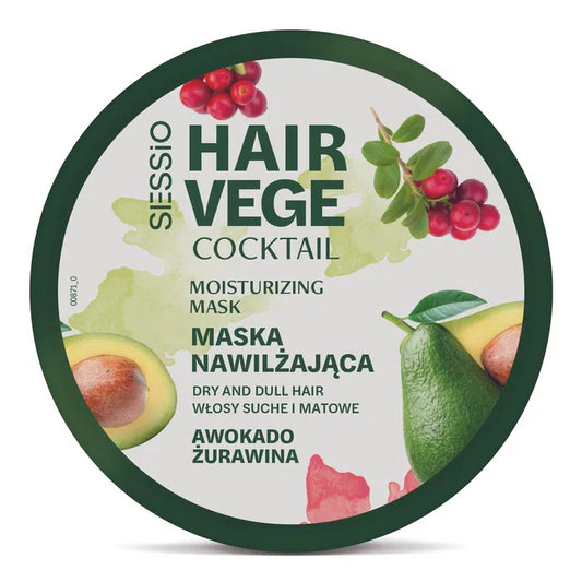 SESSIO Hair Vege Cocktail Drėkinamoji kaukė plaukams Avokadas & Spanguolė 250 ml