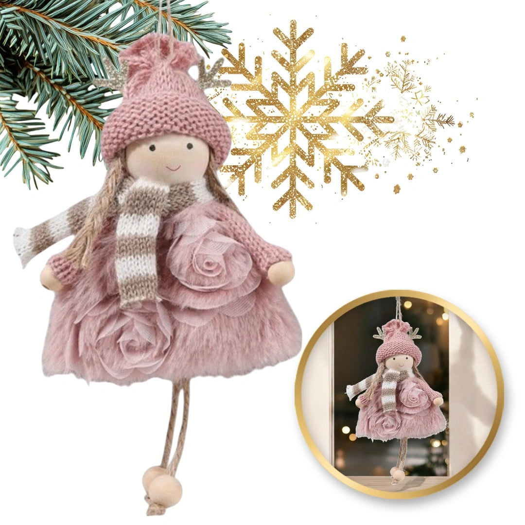 ECARLA Kabošonas kabantis ant eglutės - šventinė dekoracija iš pliušo Rožinė ASN12B