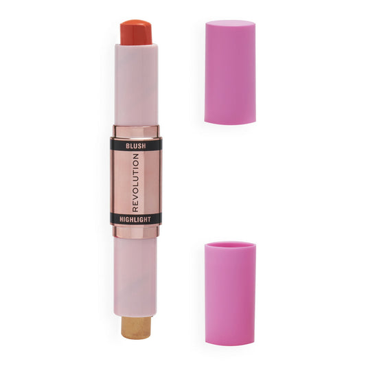 REVOLUTION Blush & Highlight Stick Skaistalai ir Švytėjimo Pieštukas Coral Dew 4.3g