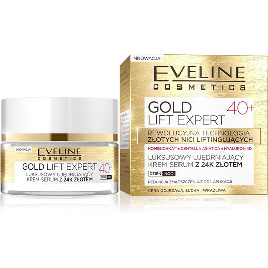 EVELINE Gold Lift Expert 40+ Prabangus stangrinantis kremas-serumas su 24k auksu dienai/nakčiai 50 ml