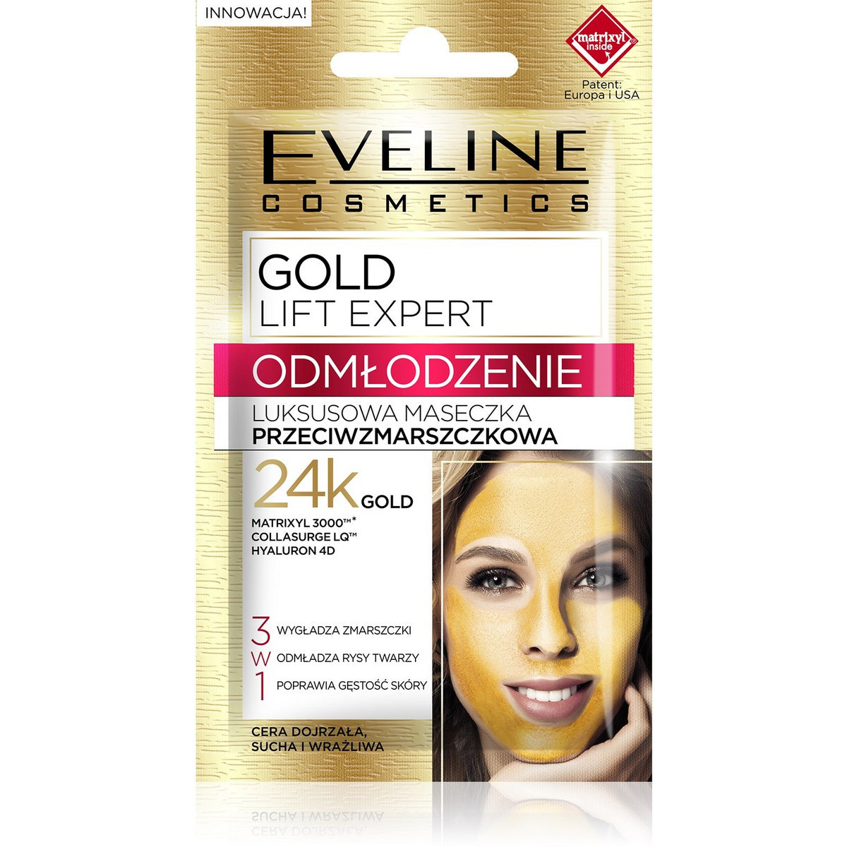 EVELINE Gold Lift Expert Prabangus anti-wrinkle 3in1 kaukė 7 ml