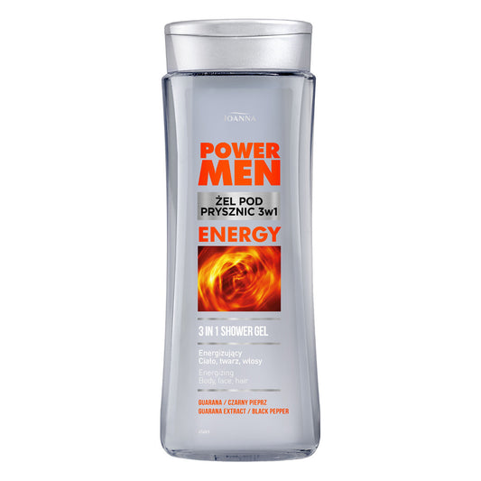 JOANNA Power Men 3w1 Energijos dušo gelis - Juodieji pipirai ir Guarana 300 ml